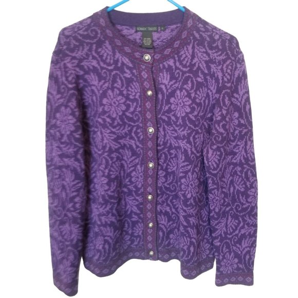 Nomadic Traders Womens L Purple Floral Long Sleeve - Picture 1 of 5